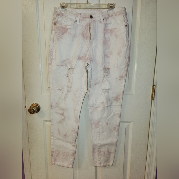 Venus Distressed Pink White Tie Dye Skinny Jeans Women’s Size 10 - Picture 1 of 7